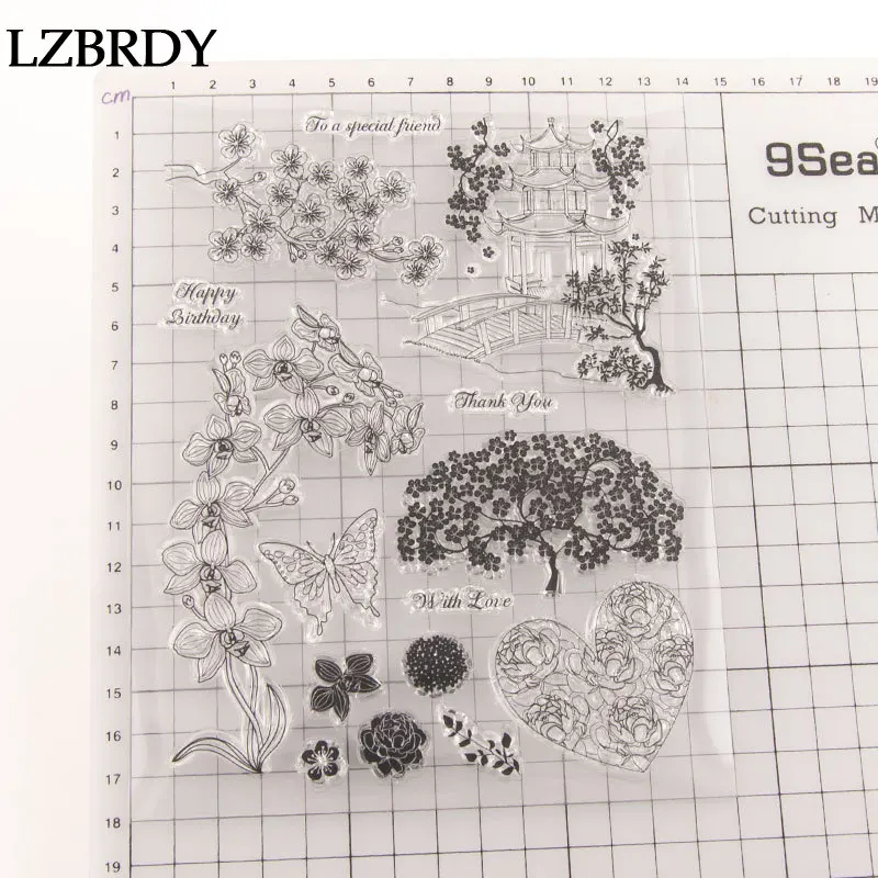 Новинка 2019 декоративные штампы в виде дерева сердца цветов бабочки прозрачные