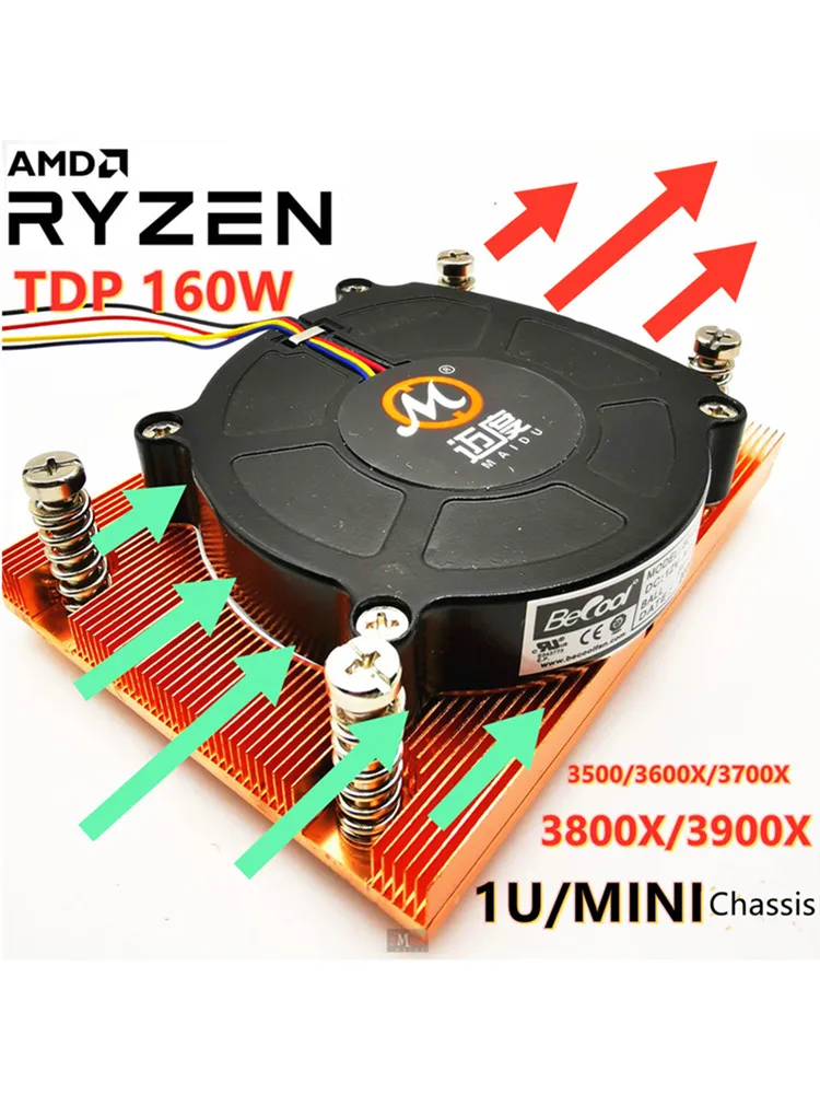 

Вентилятор радиатора RYZEN 3600x 3700x TDP, 160 Вт, для 1U/MINI корпуса