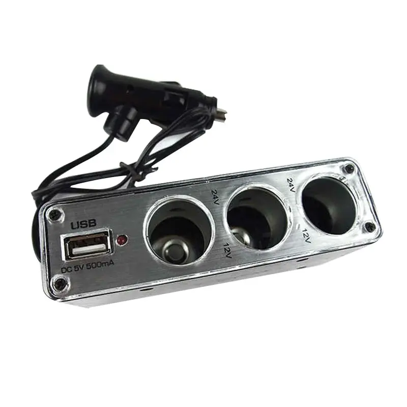 Трехканальный разветвитель автомобильного прикуривателя с разъемом USB зарядное