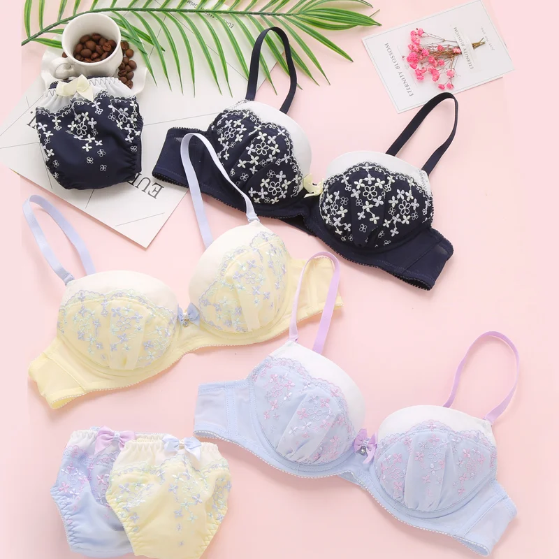 Женский кружевной бюстгальтер на бретельках с вышивкой|Комплекты нижнего белья|