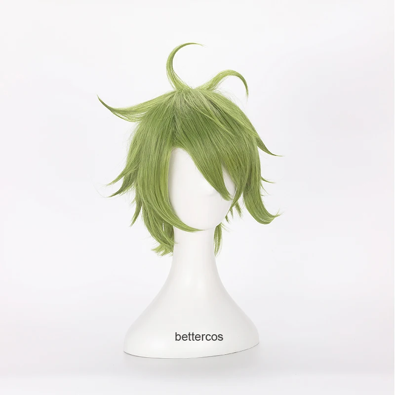 Парик для косплея из аниме данганронпа Зеленые Короткие термостойкие