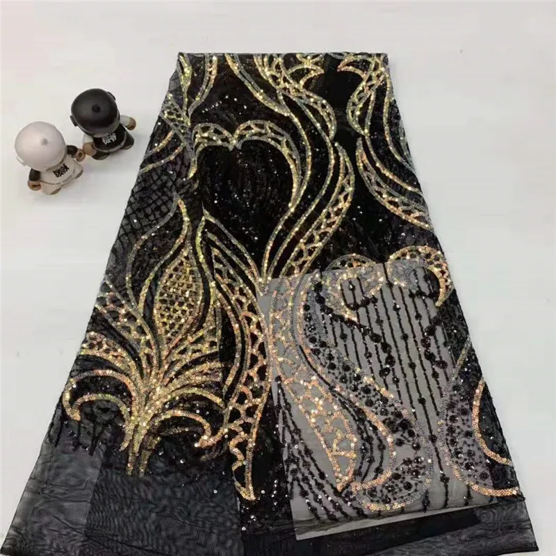 5 ярдов большие цветочные блестки вышивка французское Сетчатое Африканское