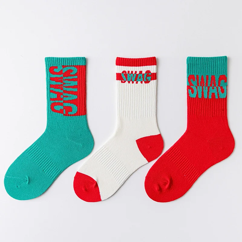 

Solid Color Stitching Letters Kawaii Socks Men Women Casual Harajuku Hip Hop Happy Japanese Retro Street Skateboard Socks