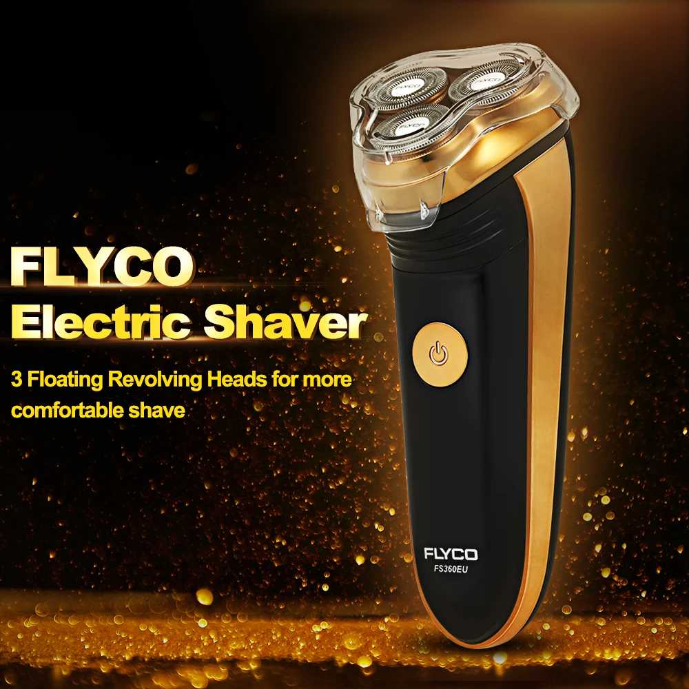 Электробритва для бритья FLYCO FS360EU, триммеры для бороды с 3 плавающими головками, перезаряжаемая электрическая бритва для бороды для мужчин