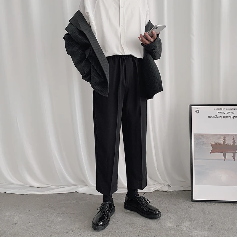Черные Оригинальные мужские модные деловые повседневные строгие брюки Мужская