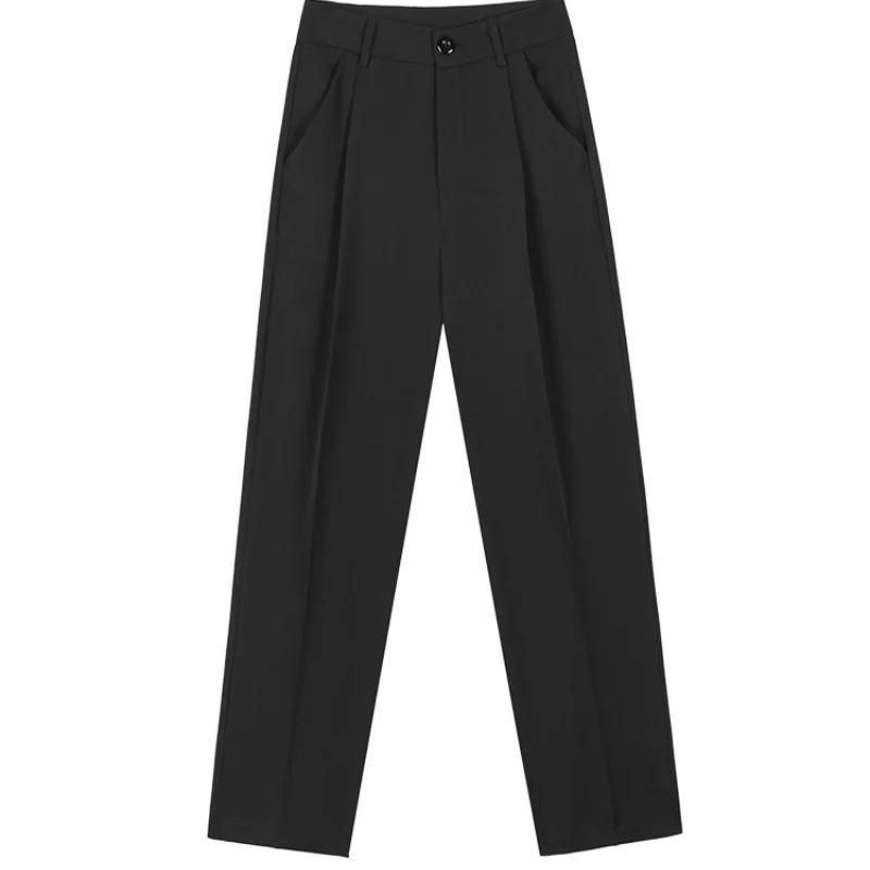 

ZHOUTAYLOR Pants Women Ankle-Length Trousers Button Pockets Straight Fashion Elegant Summer New Solid High Waised Bottoms Femme