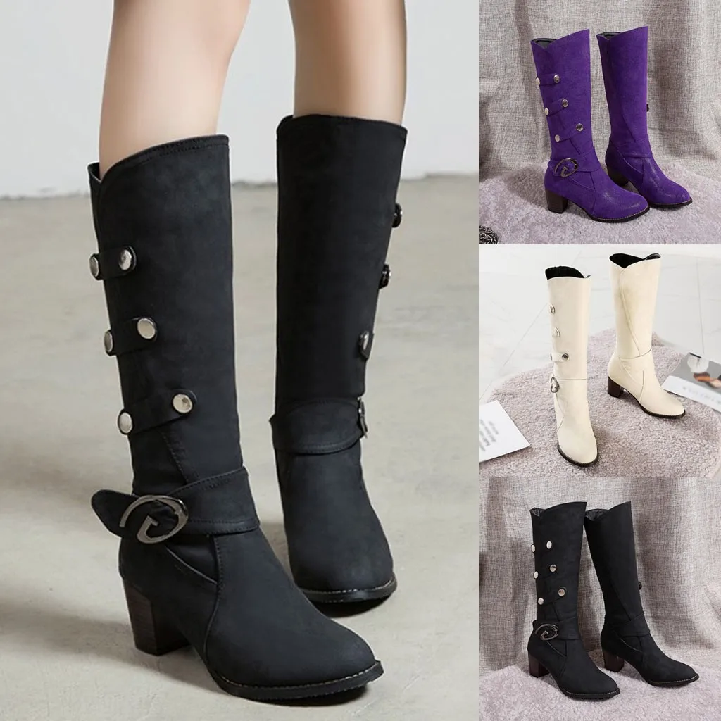 

New Women Boots Autum Winter Fringe Half Knee High Boot Ladies Buckle Fleece Shoes Woman Botas Feminina Plus Size 35-43
