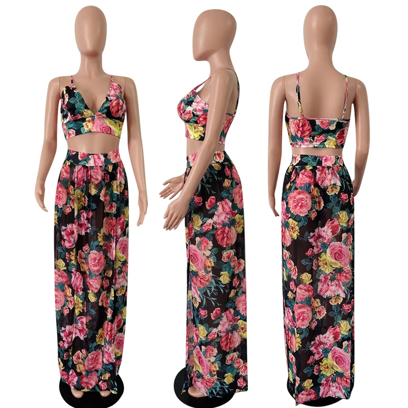 Женский пляжный костюм Adogirl комплект из двух предметов с цветочным принтом