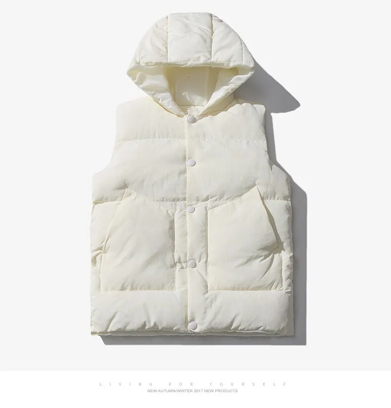 Жилет с капюшоном Осенняя мужская одежда Куртка без рукавов Уличная на пуговицах