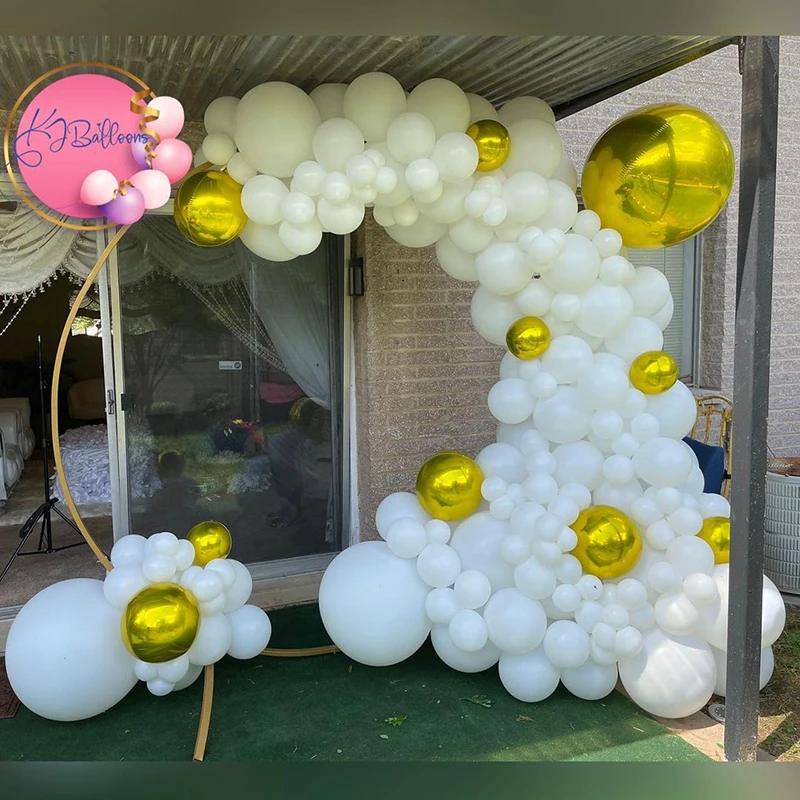 

133pcs White Balloons Garland Arch Kit 4D Gold Chrome Balloons For Birthday Wedding Party Decorations Valentine's Day Gifts