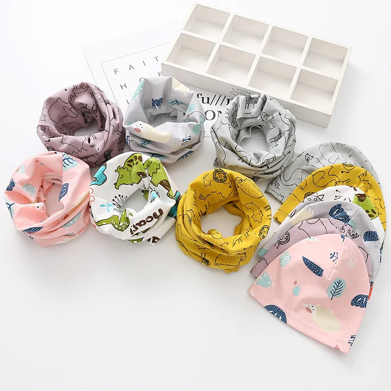 Комплекты шапок с круглым воротником и принтом в полоску для маленьких мальчиков девочек Шарфы шапочки