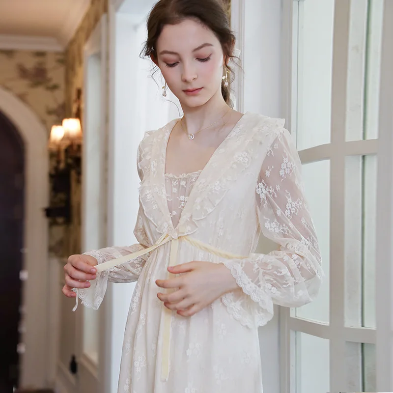 

Women's Vintage Dress Princess Sleepshirts Retro Ladies Nightgowns Nightdress Cute Elegant Lounge Sleepwear