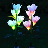 1pcs 1 2v plasticsilk cloth simulated magnolia garden decor solar lamp decorations lawn lights pink waterproof 75 38mm 0 06w