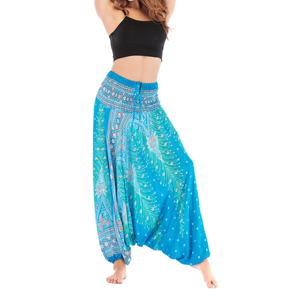 

2020 Women Yoga Leggings Yoga Pants Polyester Elastic Women Casual Loose Yoga Trousers Baggy Boho Aladdin Jumpsuit Harem Pants