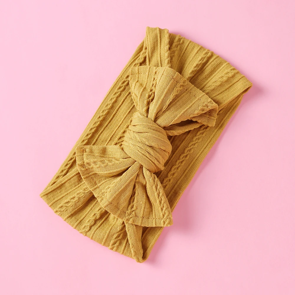 

Fashion Solid Baby Bow Headband For Children Turban Baby Girl Hair Band Cable Knit Kids Headwear Baby Hair Accessories Newborn