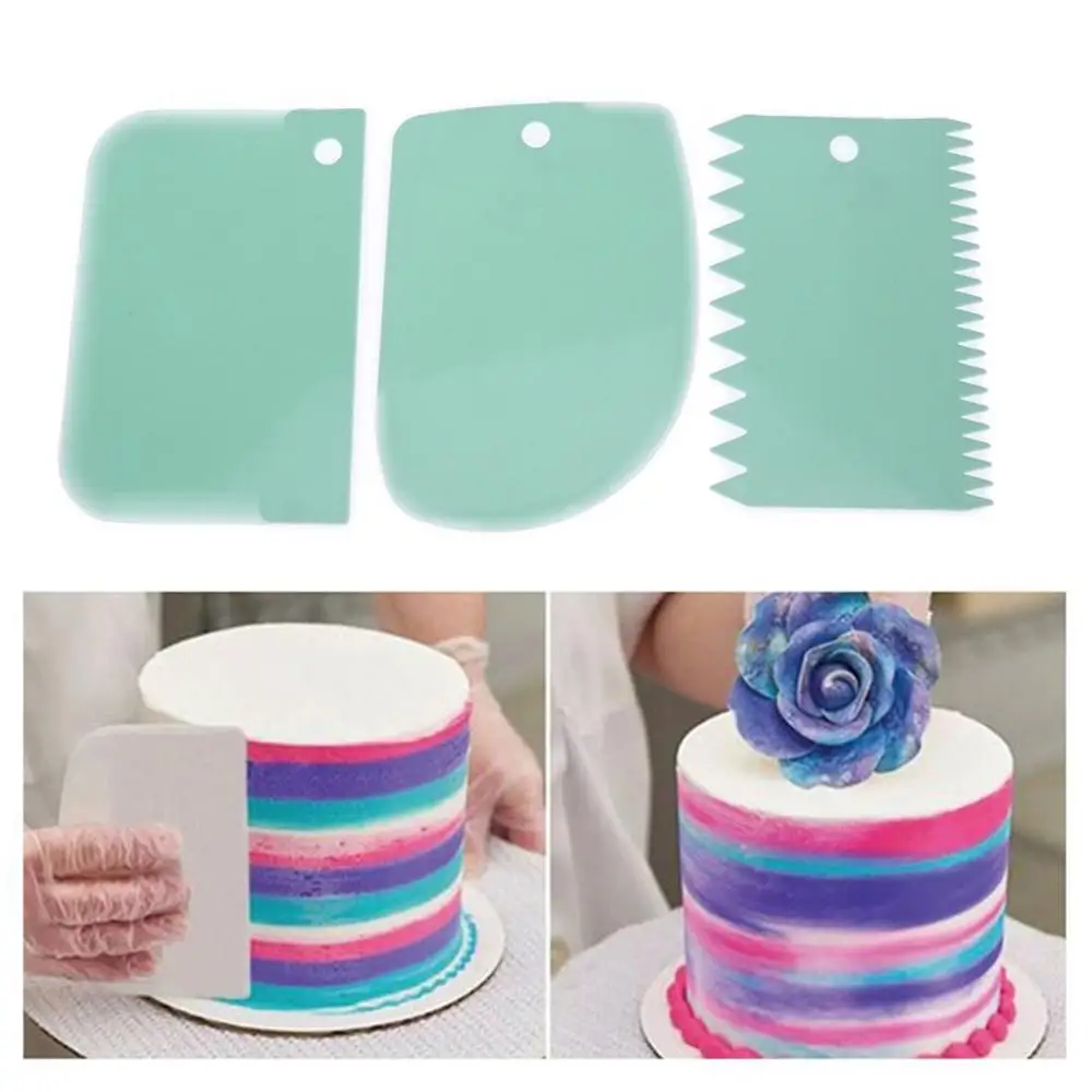 

3PCS/Set Cream Scraper Smoother Irregular Teeth Edge DIY Cake Decorating Fondant Pastry Cutters Baking Spatulas Tools