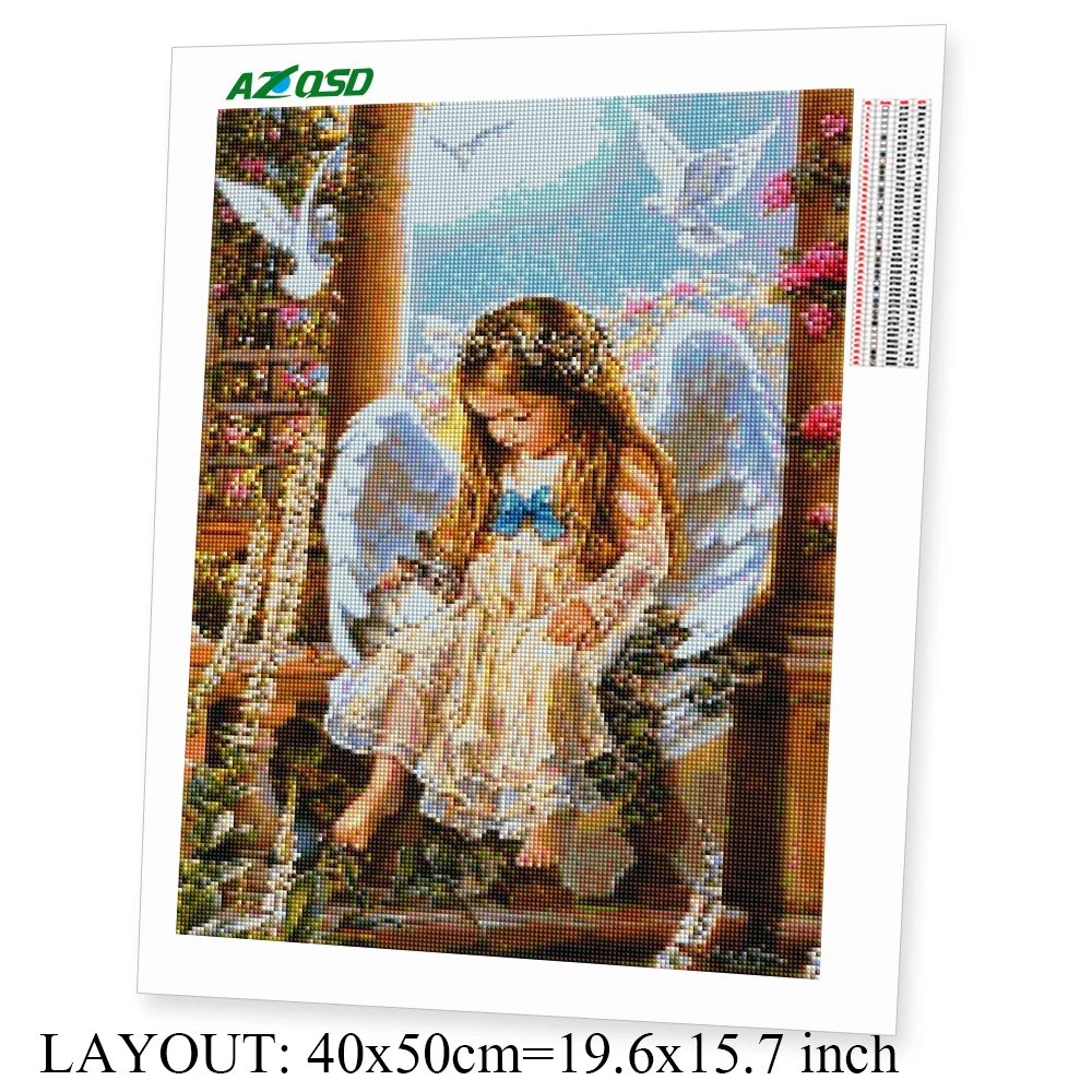 AZQSD Diamond Painting Angle Cross Stitch Rhinestones Embroidery Religious Full Drill Square Handicrafts Gift 5d Diy Home Decor | Дом и сад