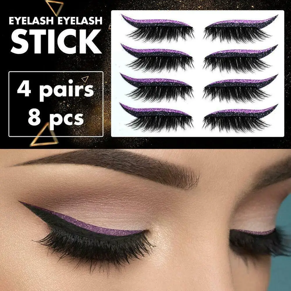

4pairs 2 In 1 Reusable Eyeliner And Eyelash Stickers Waterproof Eyeliner Eyelash Sticker Eye Makeup Easy To Use Remove Maquiagem