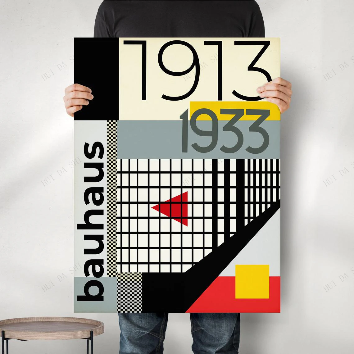 

Home Decor Bauhaus Print Exhibition Canvas Poster, Mid Century Modern Modern Retro Print, Yellow Art Print, Bauhaus Art Print