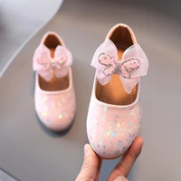 2021 new childrens shoes pearl rhinestones shining kids butterfly knot princess shoes baby girls shoes for party and wedding