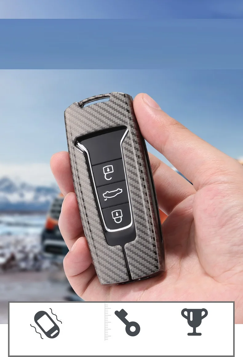 Углеродное волокно Стиль цинковый сплав автомобильный ключ чехол оболочка