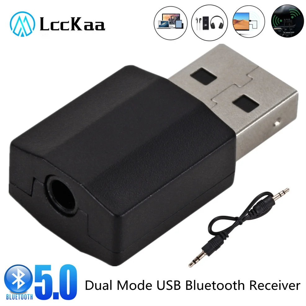 LccKaa беспроводной USB Bluetooth 5 0 передатчик приемник Мини 3 мм AUX стерео музыкальный