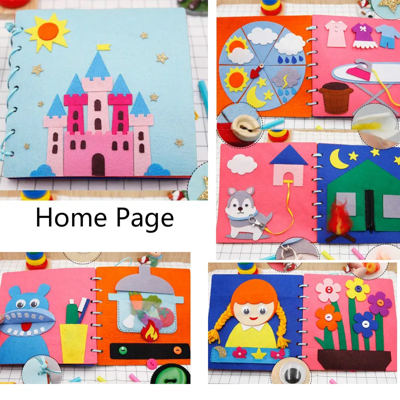 2 стиля войлочной книги ручная работа рисунок книжка Монтессори раннее
