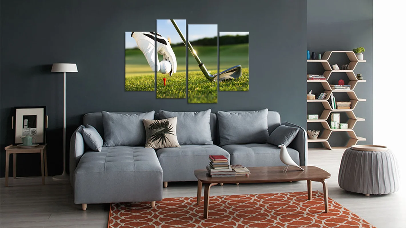 HD игры в гольф 4 панели холст Художественная живопись досуг спорт картины