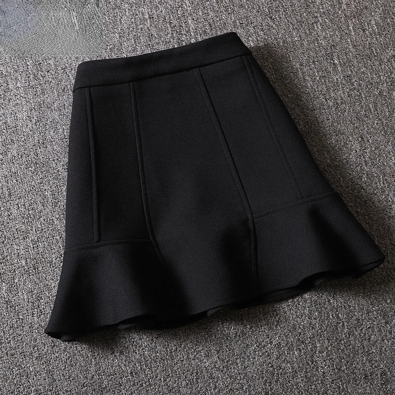 

Black Mermaid Women Skirts Autumn Winter New 2021 High Waist Bud Elegant Office Lady All Match Clothing Top Quality