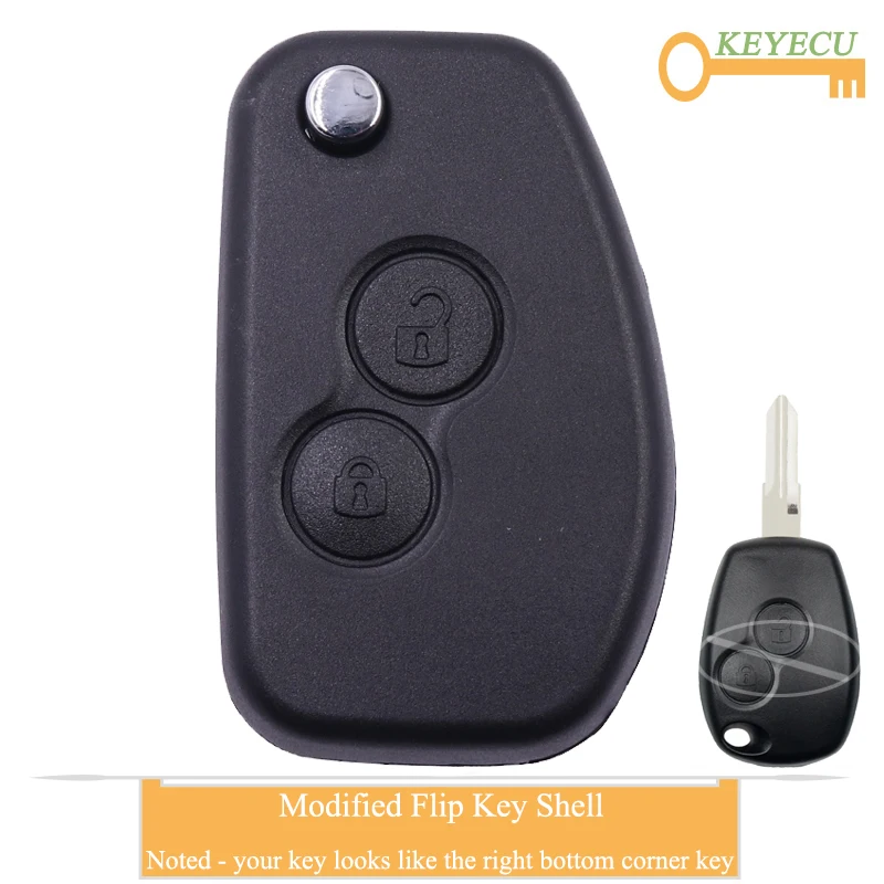 Модифицированный флип чехол KEYECU для Renault Megan Modus Clio Kangoo Logan Sandero Duster 2 кнопки Fob|Ключ