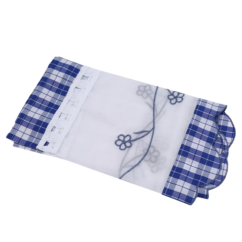 Красная штора в клетку 30*90 см занавеска высокого качества с вышивкой кофейная