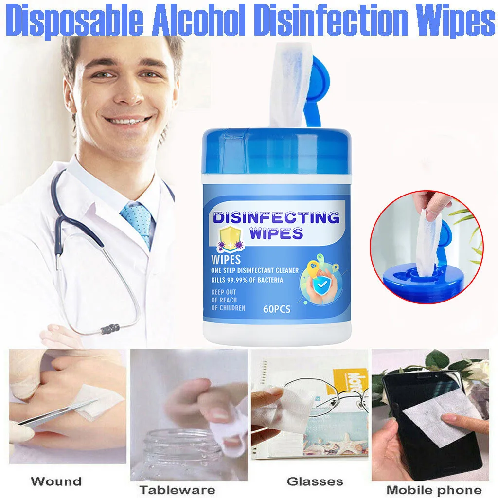60 шт спиртовые салфетки одноразовая дезинфекция антисептик портативный уход за