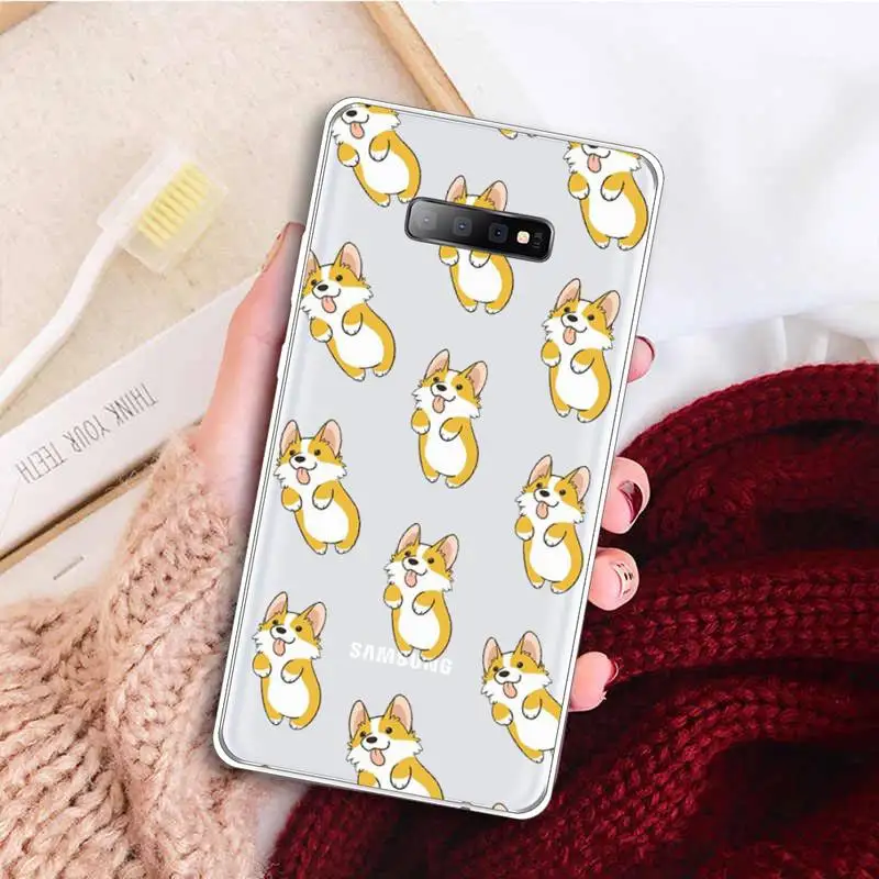 

Corgi Cute cartoon dog Phone Case Transparent for samsung A 21s 50 51 71 S 8 9 20 20fe note 10 20 ultra plus