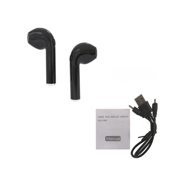black no box TWS Bluetooth наушники i7S Беспроводные стереонаушники Hands Free наушники-вкладыши для телефонных звонков музыка PK i8 i9s i10 i11 i12 черный - Цвет: black no box