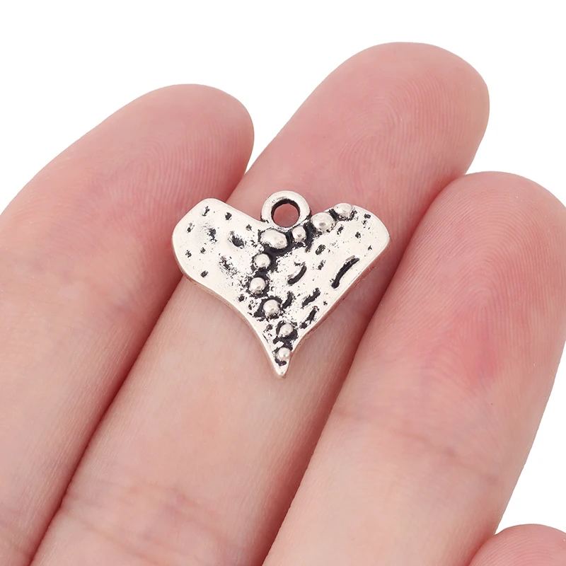 ZXZ 20шт тибетские серебряные шармы в форме сердца бусины для браслета ожерелья