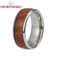 8mm couples fashion jewelry tungsten carbide rings wedding band wood inlay domed polished shiny comfort fit