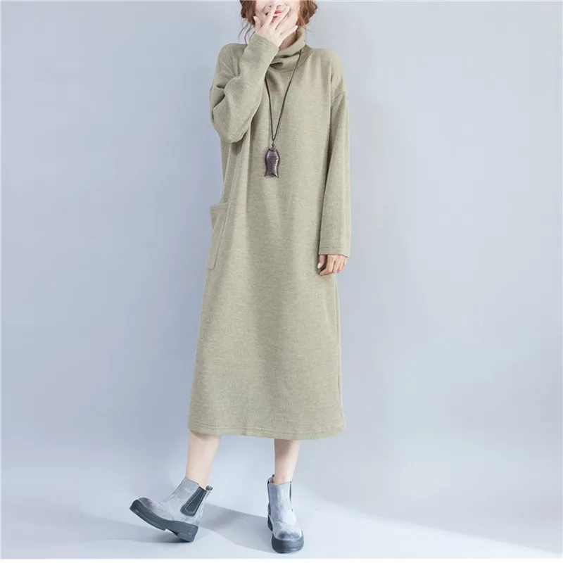 Kpop зимнее платье размера плюс женские платья 2020 Новое вязаное с высоким