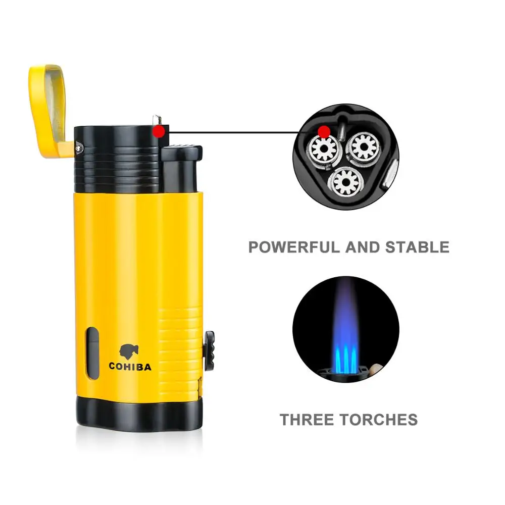 Металлическая зажигалка Cohiba для сигар сигарет табака 3 фонарь ела струйное пламя