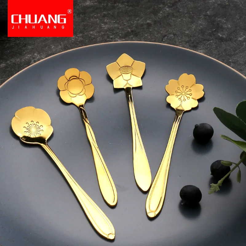 1 шт. Цветочная ложка из нержавеющей стали креативная кофейная/чайная для