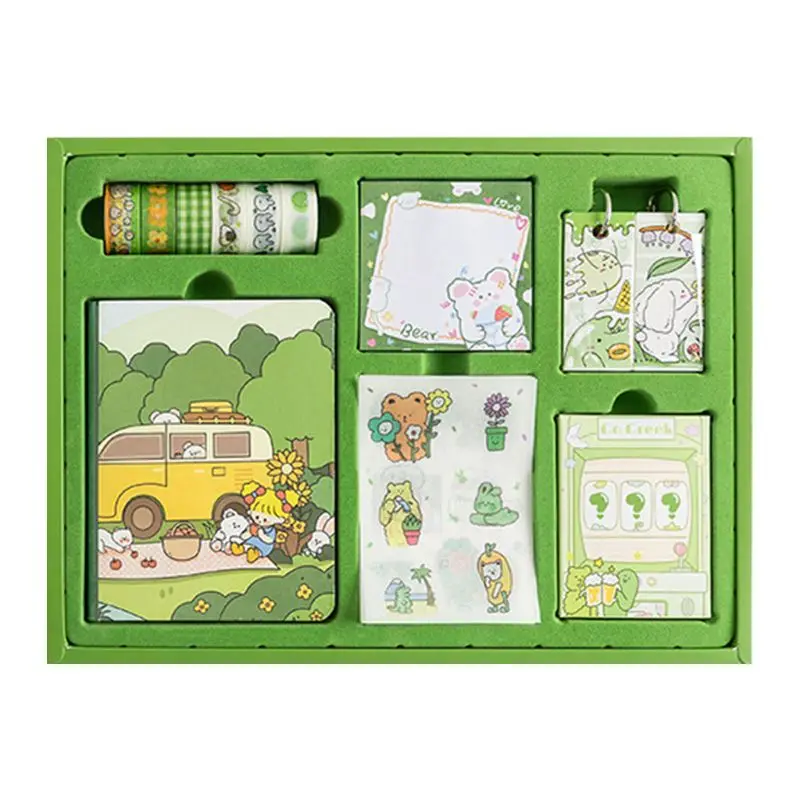 

1 Set Cartoon Portable Traveler Journal Notebook Stationery Washi Tape Stickers P9YA