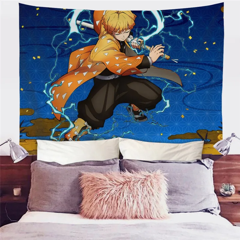 

Fashion Anime Wall Hanging Tapestry 2021 Demon Slayer Wallpaper Printing Cartoon Home Decor Teenager Adult Bedroom tapiz pared