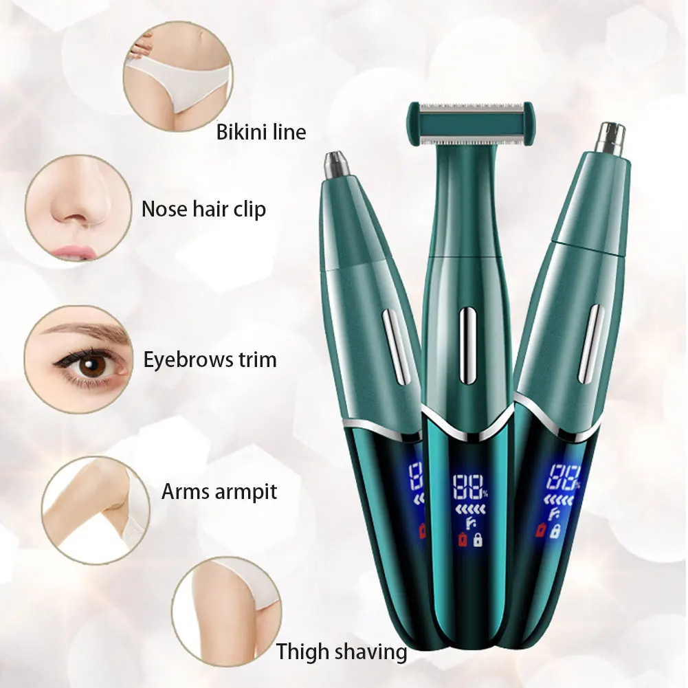 

3in1 Electric Nose Hair Trimmer Shaver Multifunctional Whole Body Hair Removal USB Rechargeable Hair Remover Device Waterproof