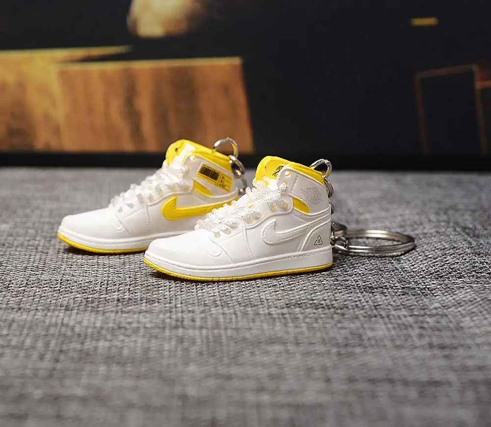 a pair w metal ring Дропшиппинг тапки обуви брелок 1 3D мини-кроссовки "OW CHICAGO" Спортивная обувь тапки брелки - Цвет: a pair w metal ring