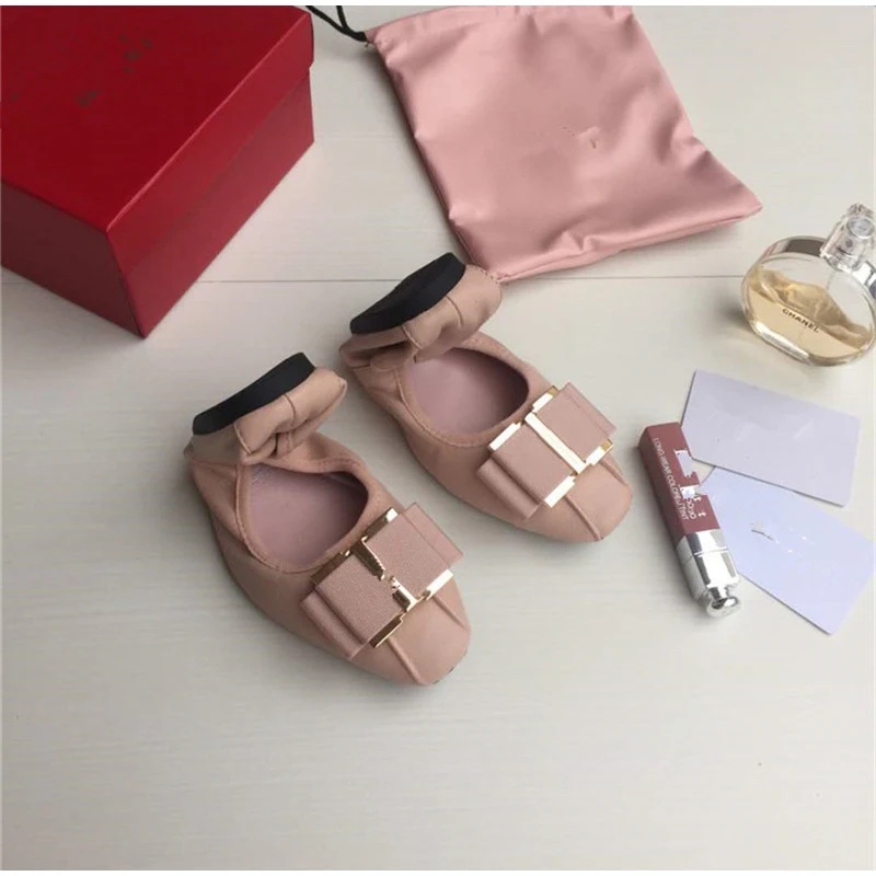 

Brand Designers Women Flat Shoes Casual Comfort Sheepskin Metal Buckle Females Loafers New Bowknot Egg Roll Walking Single Shoes