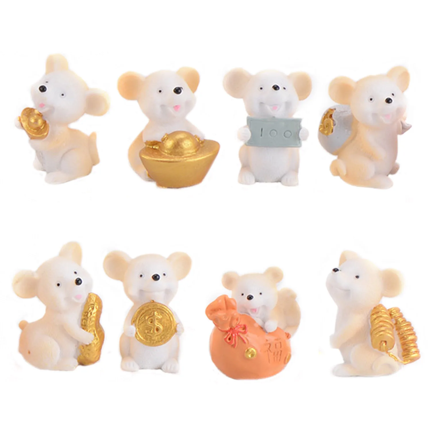 8 шт. милые фигурки мышей из смолы монета крыса на удачу настольные украшения