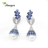 hongye irregular vintage 5 colors zircon pearls drop earrings for women fashion simple anniversary jewelry brincos hot sale