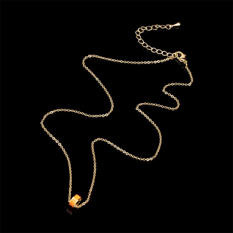 Женское летнее ожерелье с эмалью простой геометрический круг цепочка до ключицы