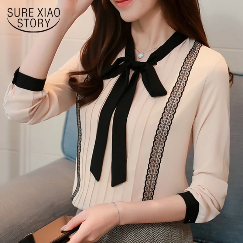 длинные женские топы офис леди блузка рубашка блузки Новая мода женщин рубашки