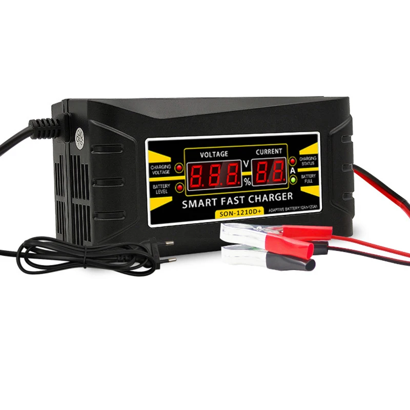 

12V 10A Auto Fast Smart Dual Display Lead-Acid Battery Charger for Car Motorcycle 1210D 153x60x80mm EM88