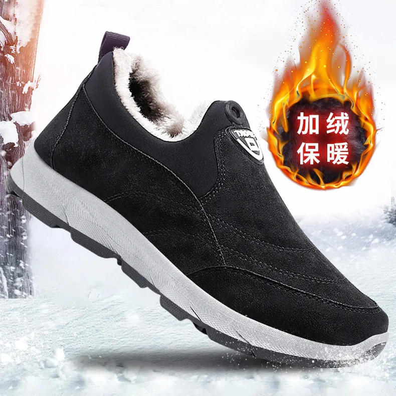

Winter Men Shoes 2020 slip on Thick Fur Warm Ankle Boots For Men Footwear Waterproof Snow Boots Shoes Man warm shoes ah23